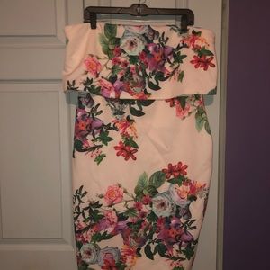 Off should pink floral dress